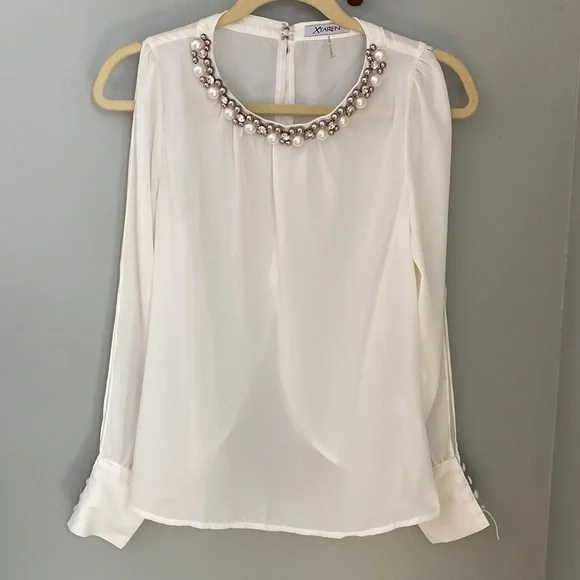 Red Dress Boutique | Tops | Red Dress Boutique Pearl And Rhinestone Blouse  Small | Poshmark